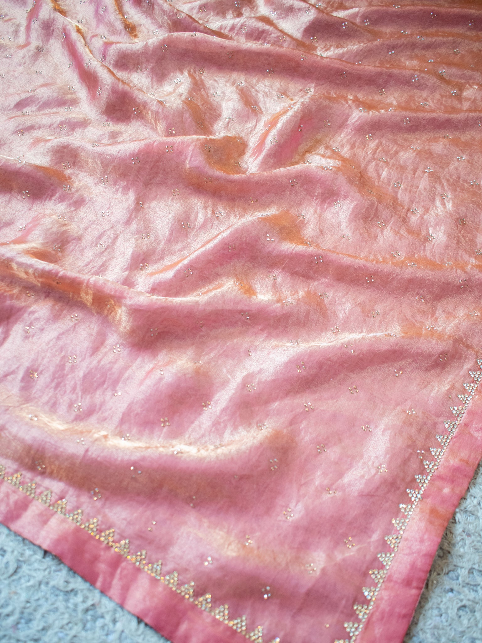 Tissue Sequin Saree - Pink