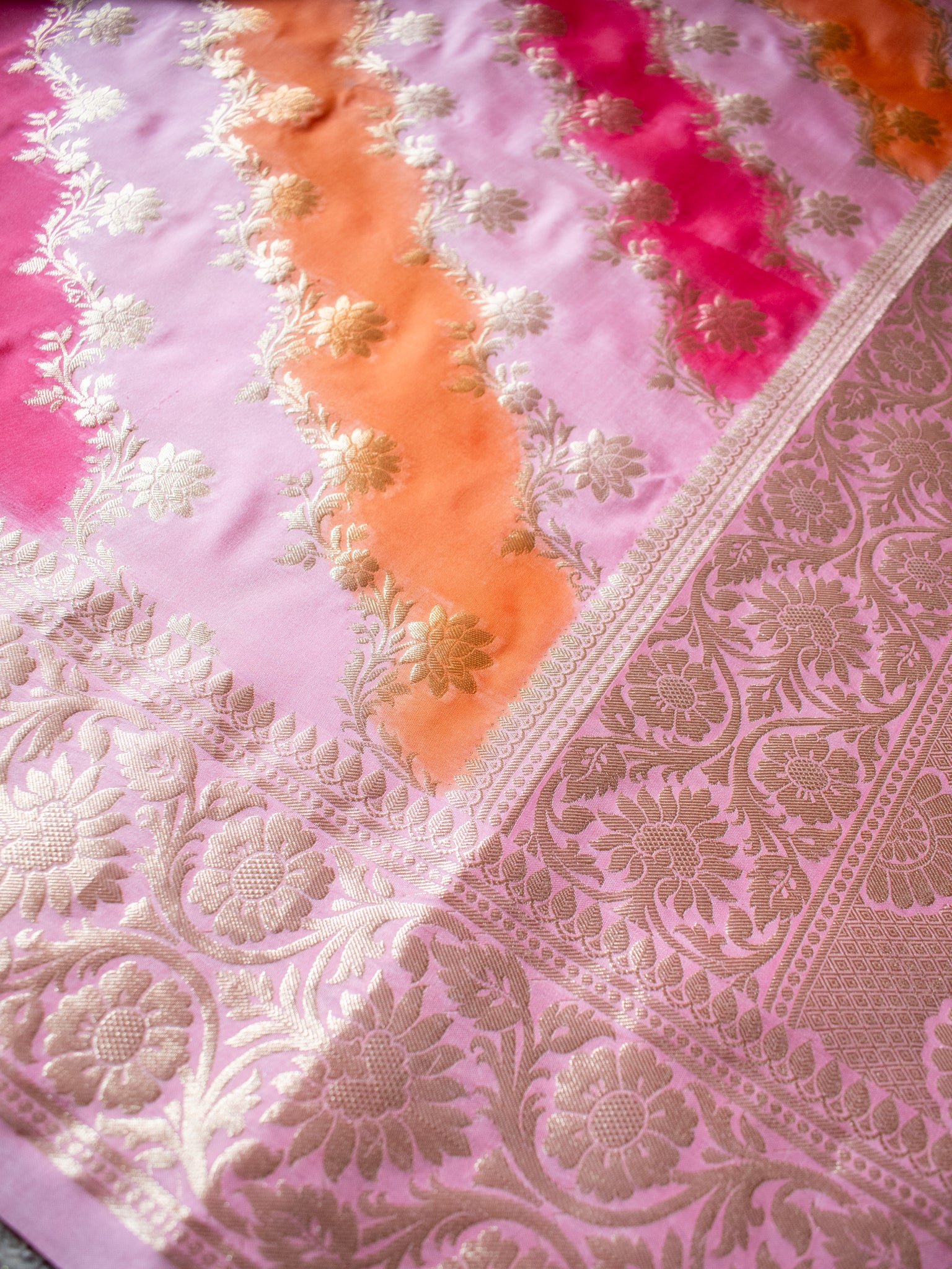 Banarasi Cotton Silk Saree With Zari Weaving & Border - Pink