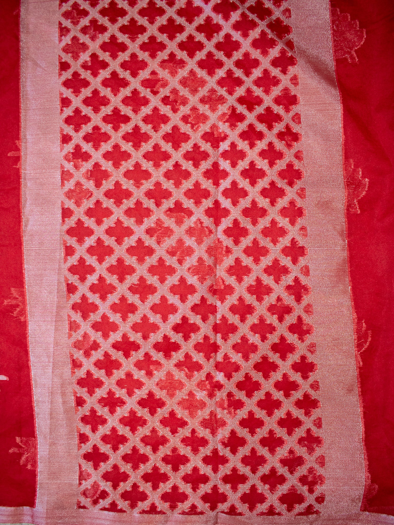 Banarasi Organza Saree With Zari Border- Red