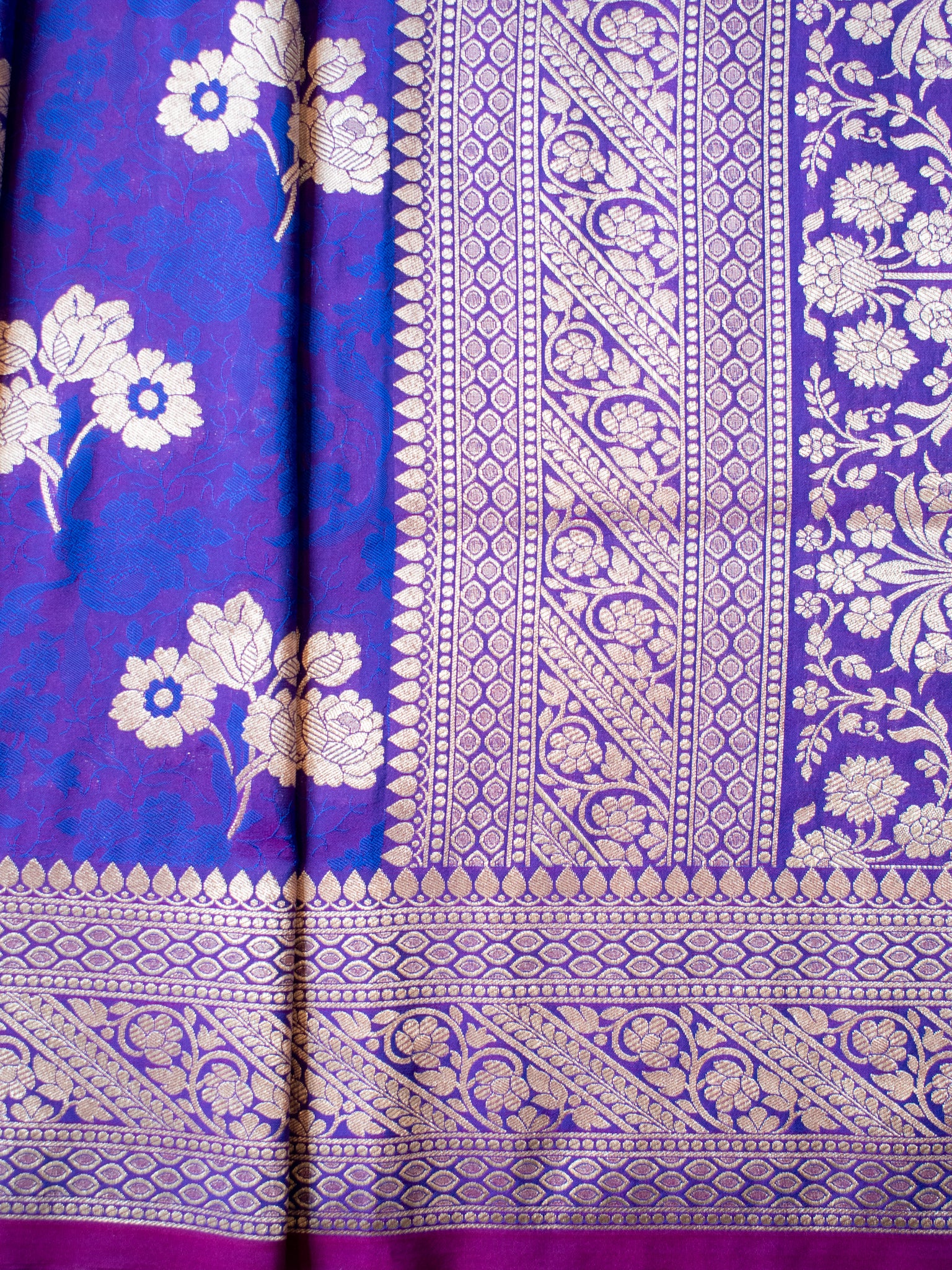 Banarasi Art Katan Silk Saree With Zari Buta Weaving & Tanchoi Weaving- Violet