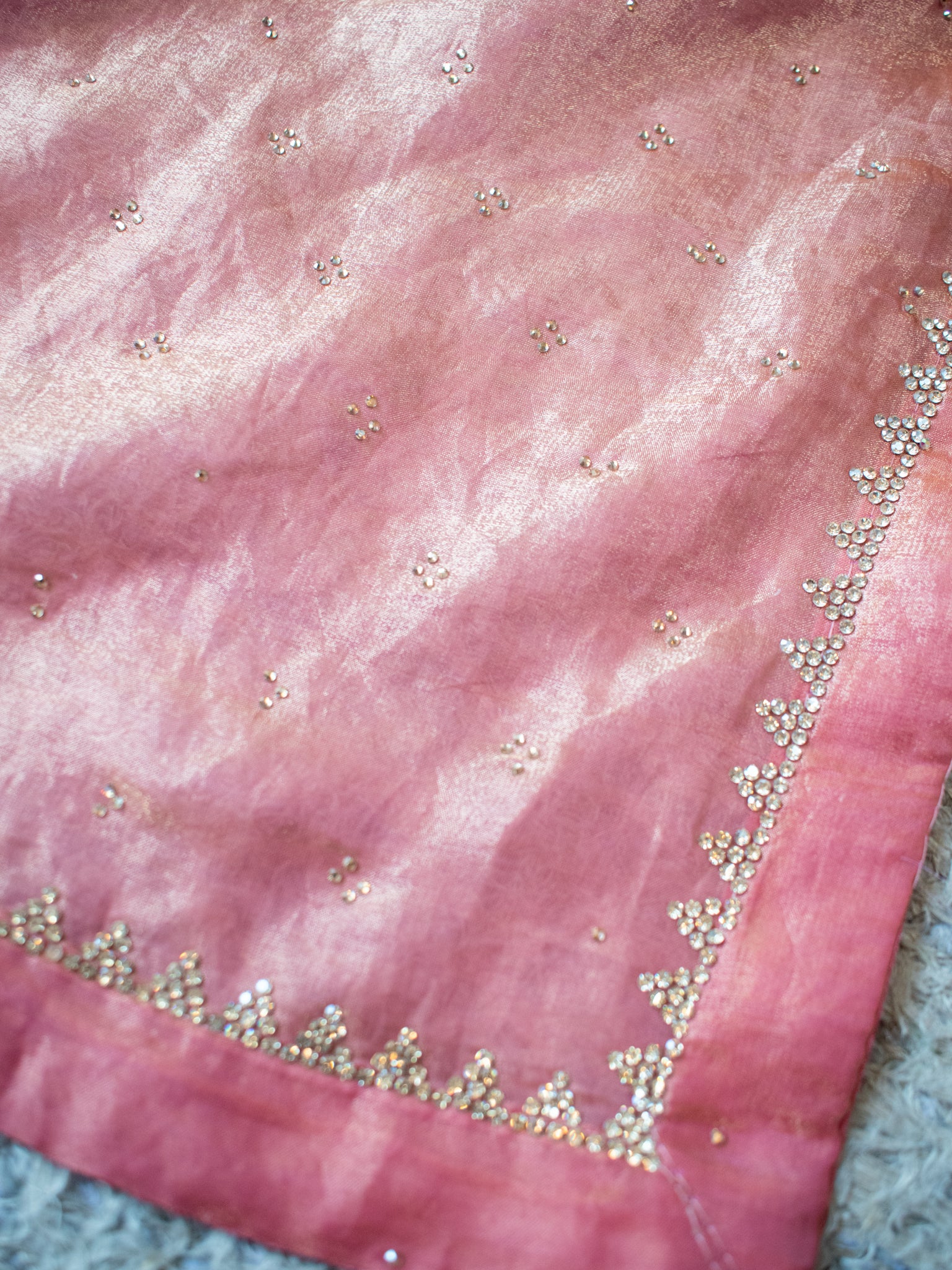 Tissue Sequin Saree - Pink