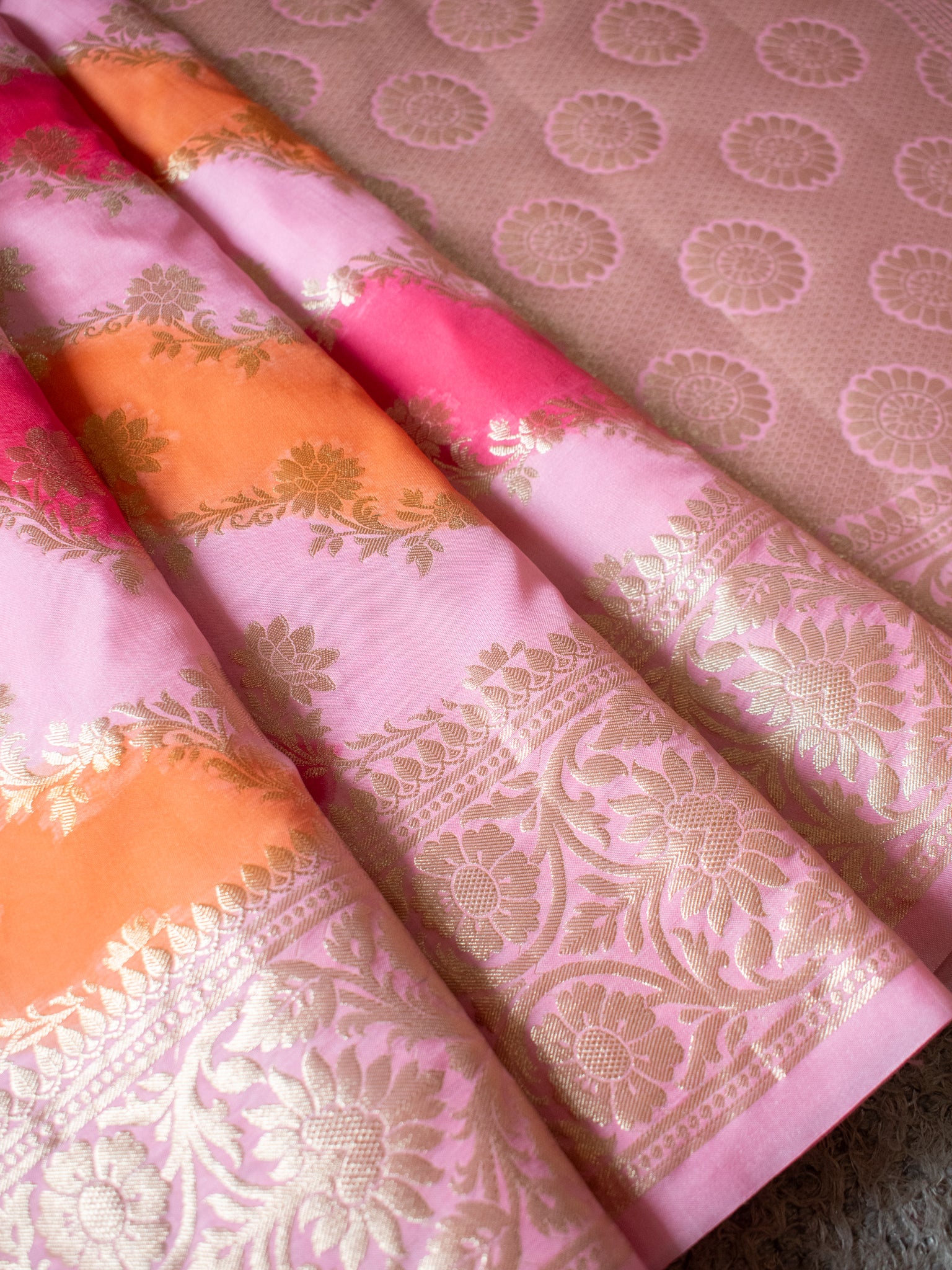 Banarasi Cotton Silk Saree With Zari Weaving & Border - Pink