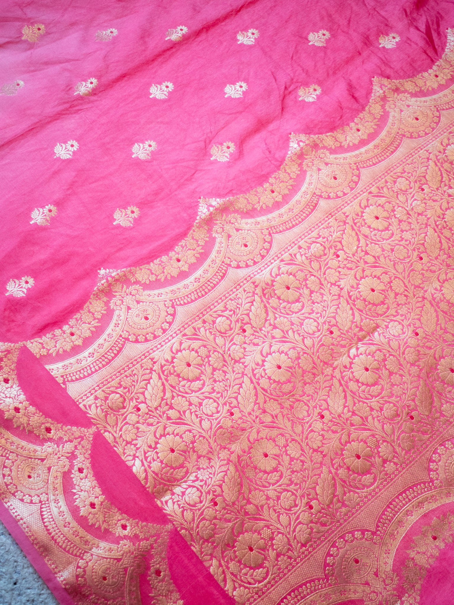 Banarasi Cotton Silk Saree With Zari Weaving & Border- Pink