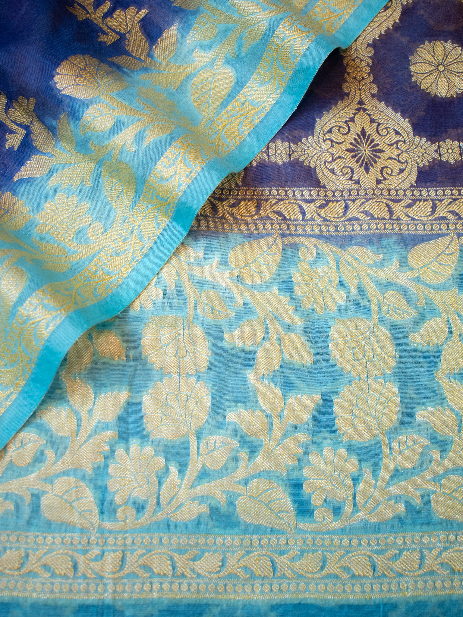 Banarasi Cotton Silk Salwar Kameez With Resham Weaving & Dupatta- Blue