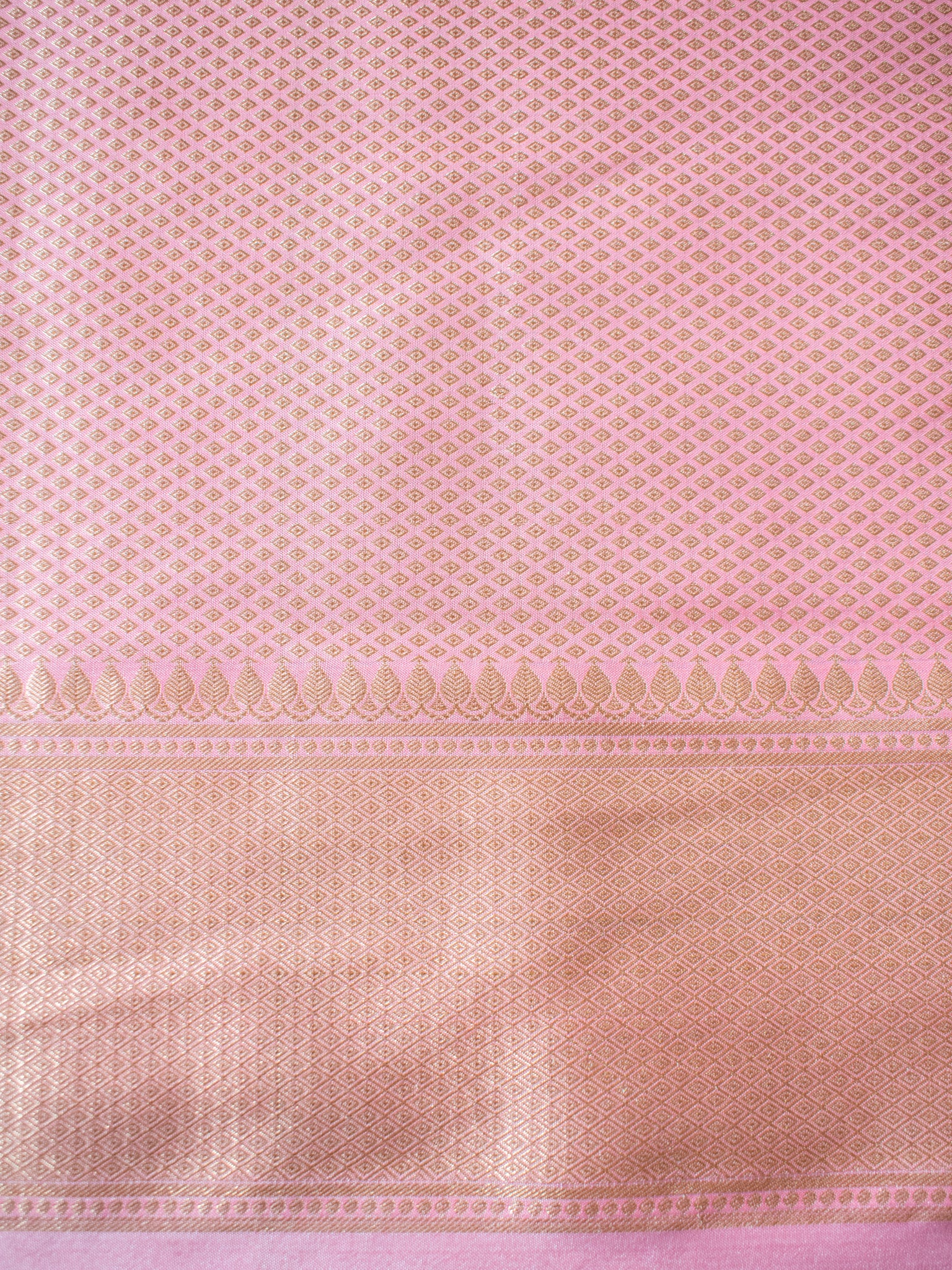 Banarasi Cotton Silk Saree With Zari Weaving & Border - Pink