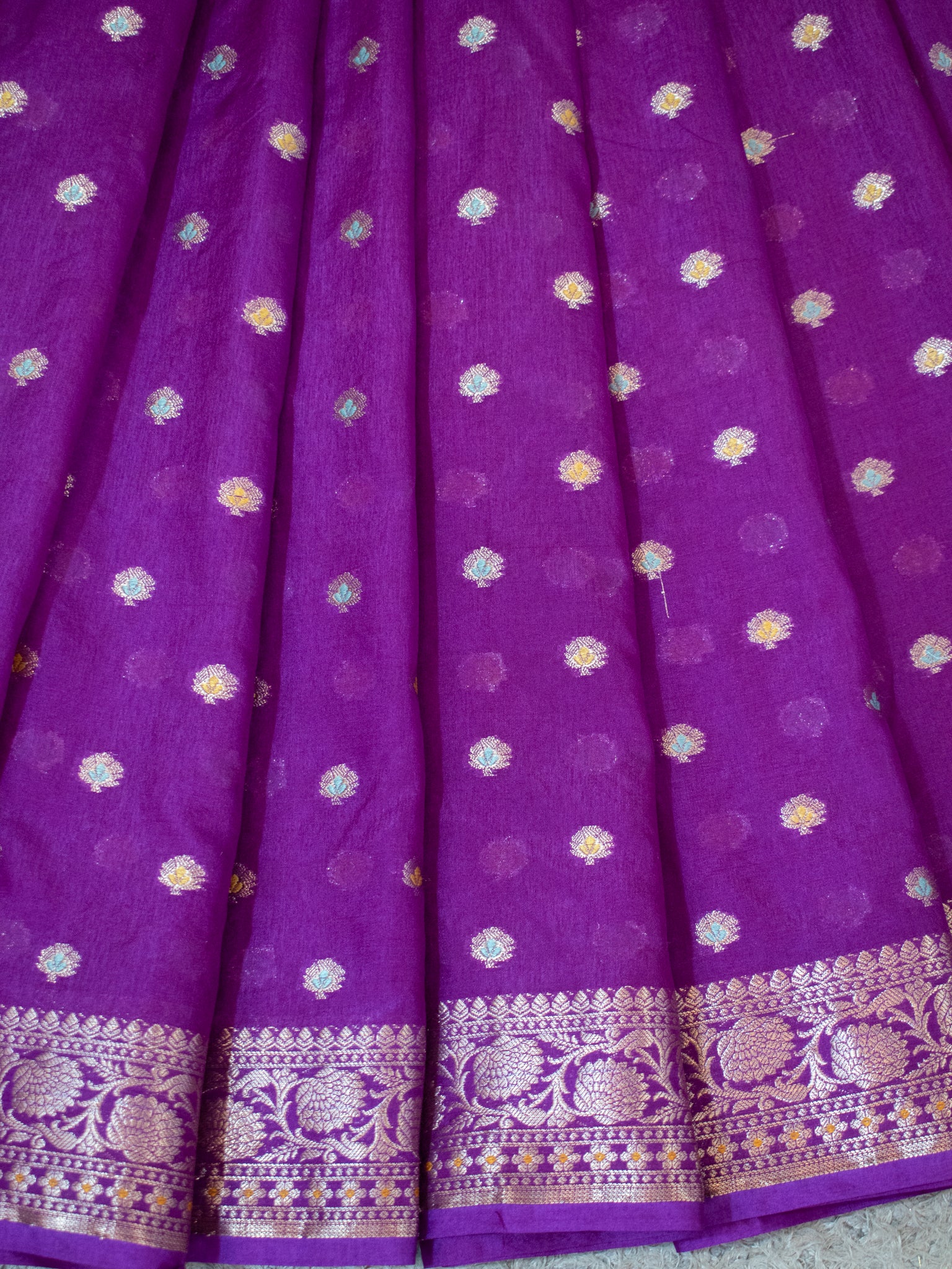 Banarasi Semi Georgette Saree With Resham Weaving- Purple