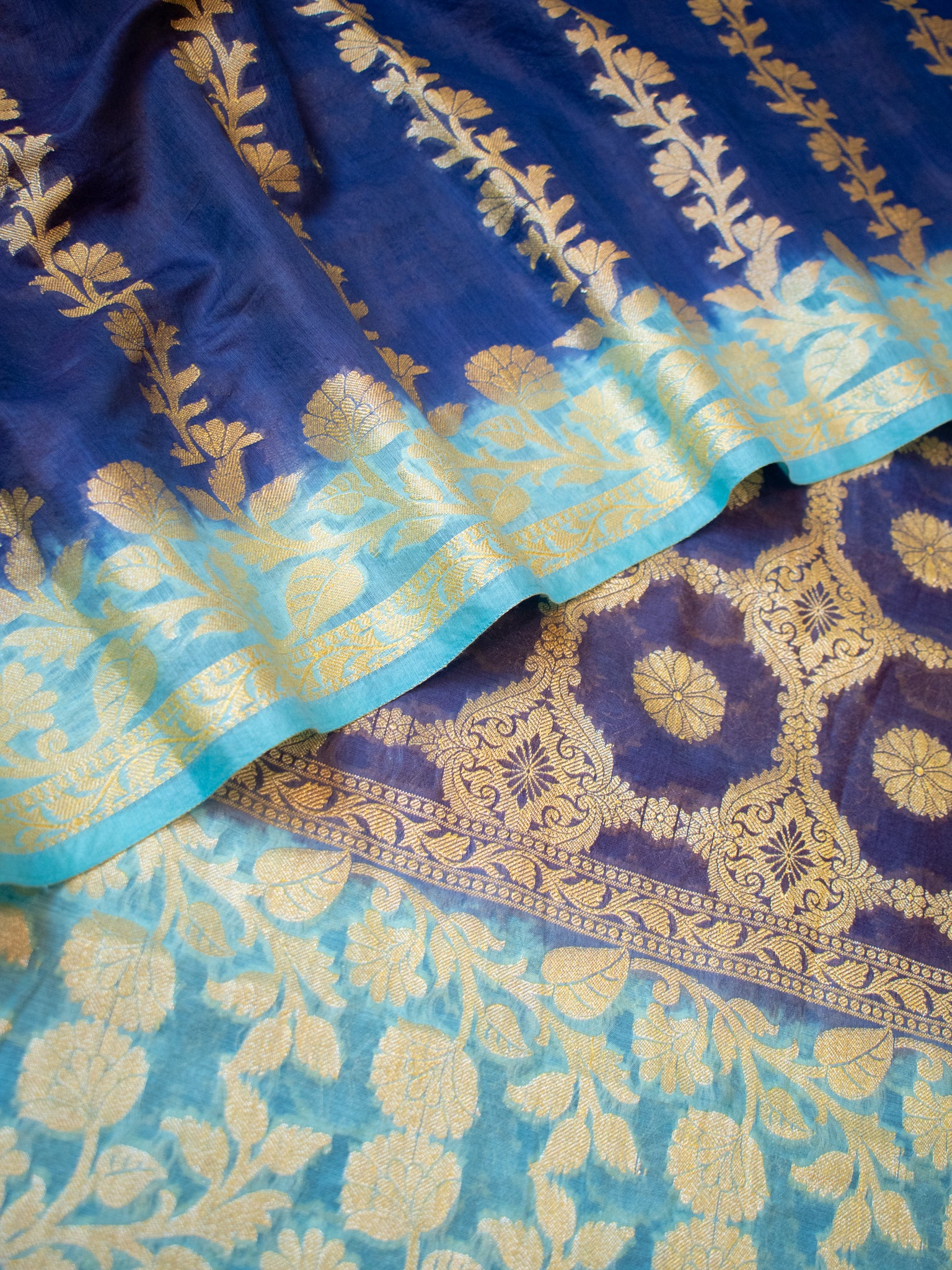 Banarasi Cotton Silk Salwar Kameez With Resham Weaving & Dupatta- Blue