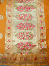 Banarasi Art Katan Silk Saree With Meena Buta Weaving-Yellow
