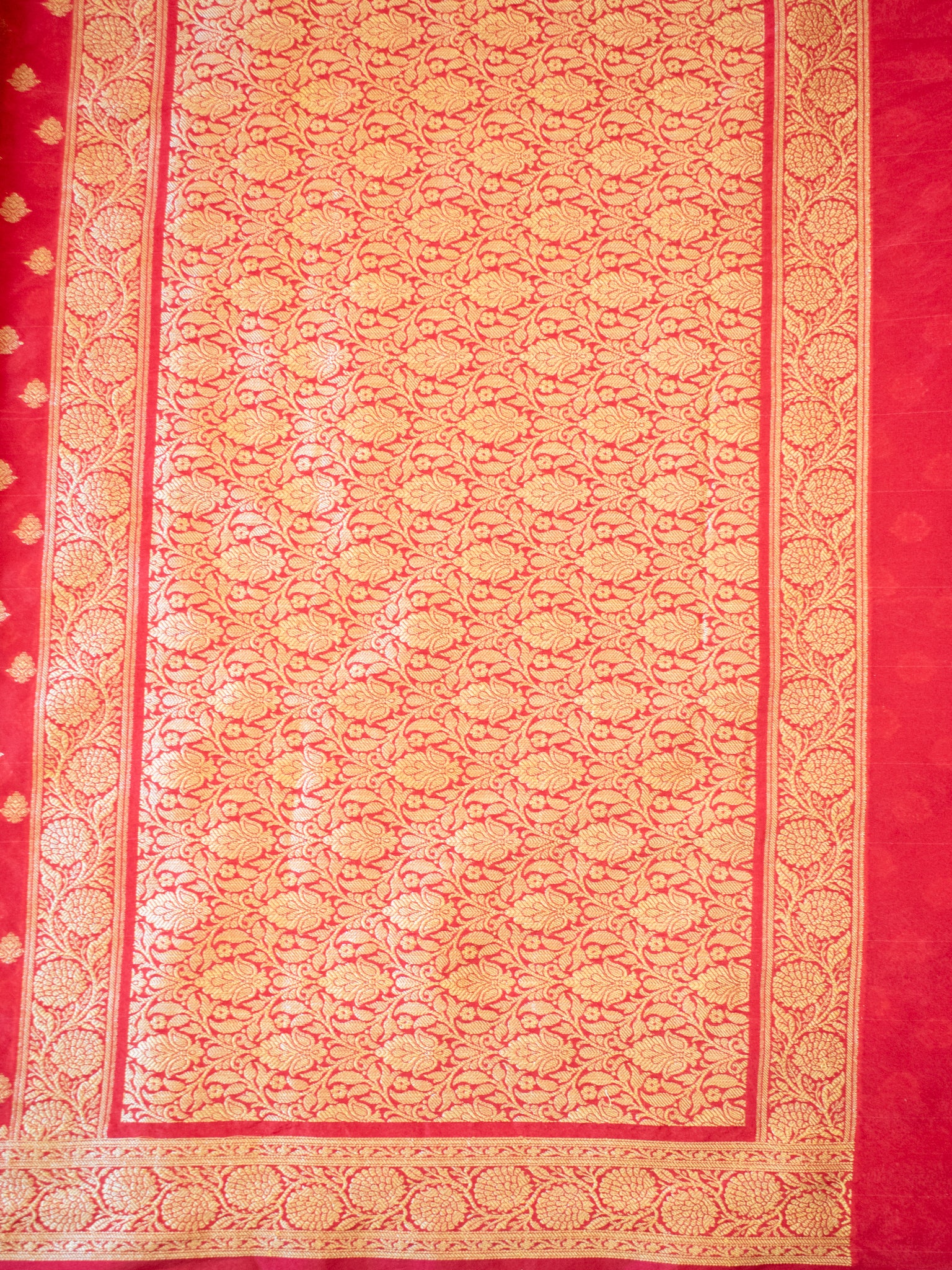 Banarasi Semi Georgette Saree With Resham Weaving- Red