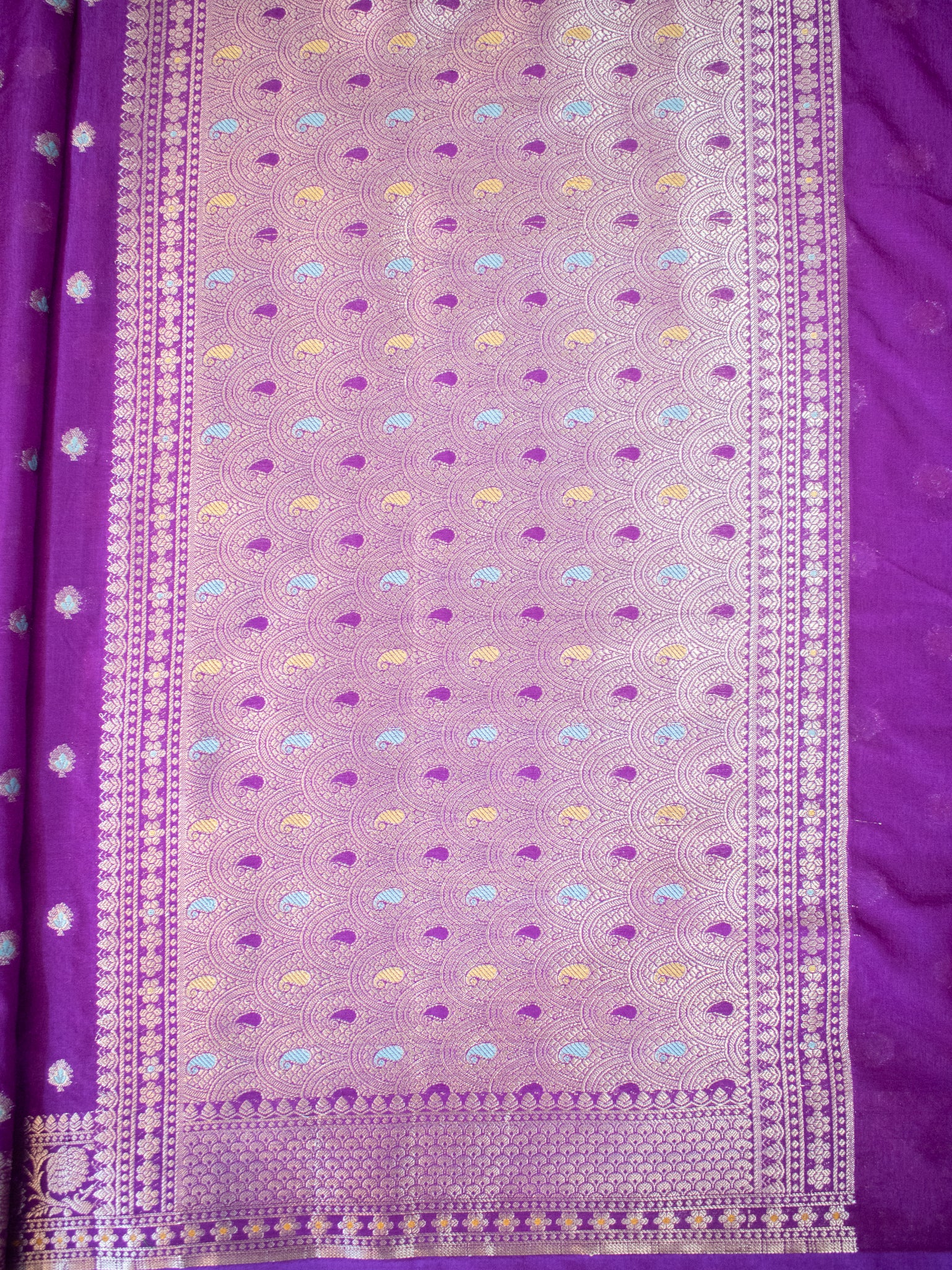 Banarasi Semi Georgette Saree With Resham Weaving- Purple