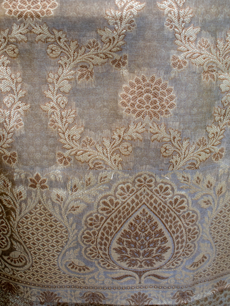 Banarasi Cotton Silk Salwar Kameez Fabric Resham Weaving & Jaal Dupatta-Grey