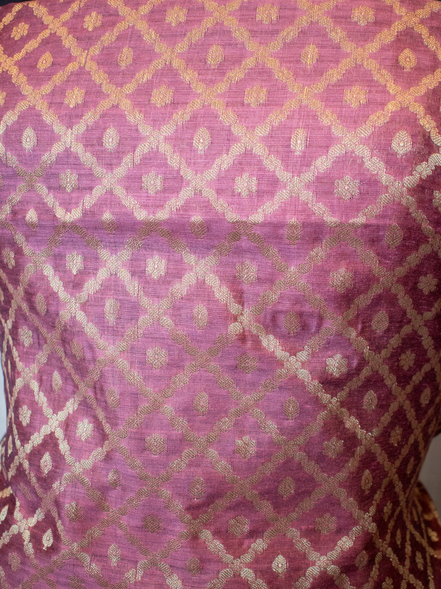 Banarasi Cotton  Silk Zari Weaving Salwar Kameez Material-Wine