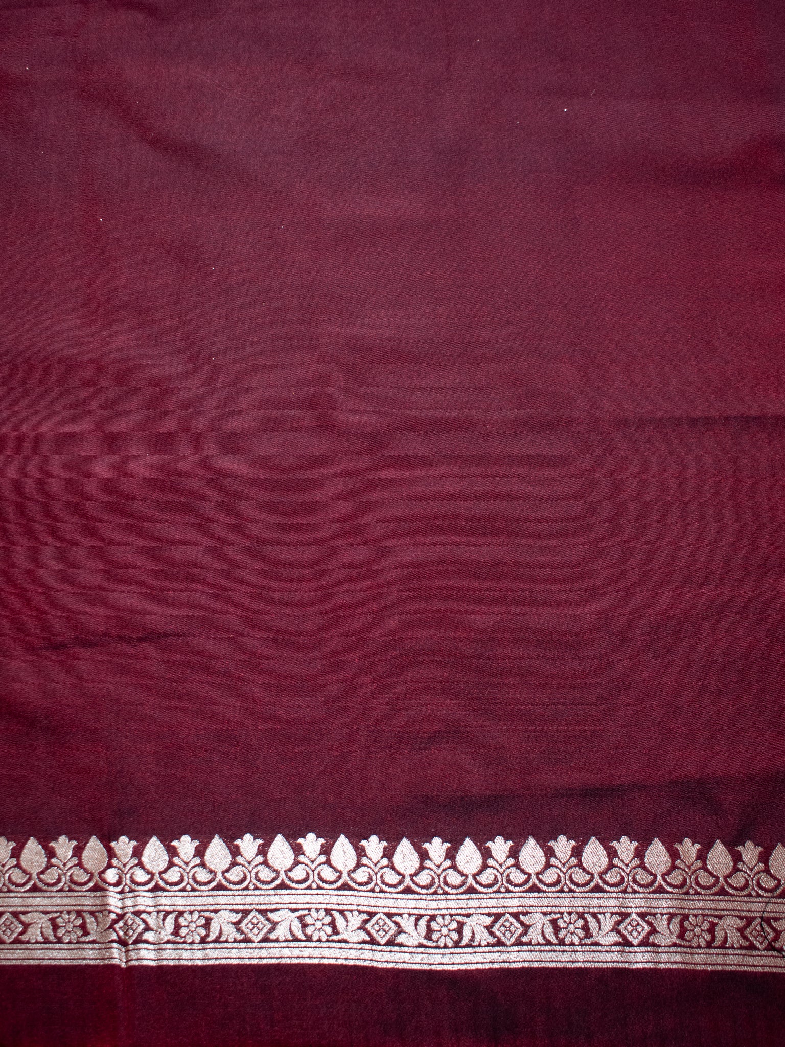Wine Art Katan Silk Banarasi Saree with Zari Buta & Tanchoi Lace Border