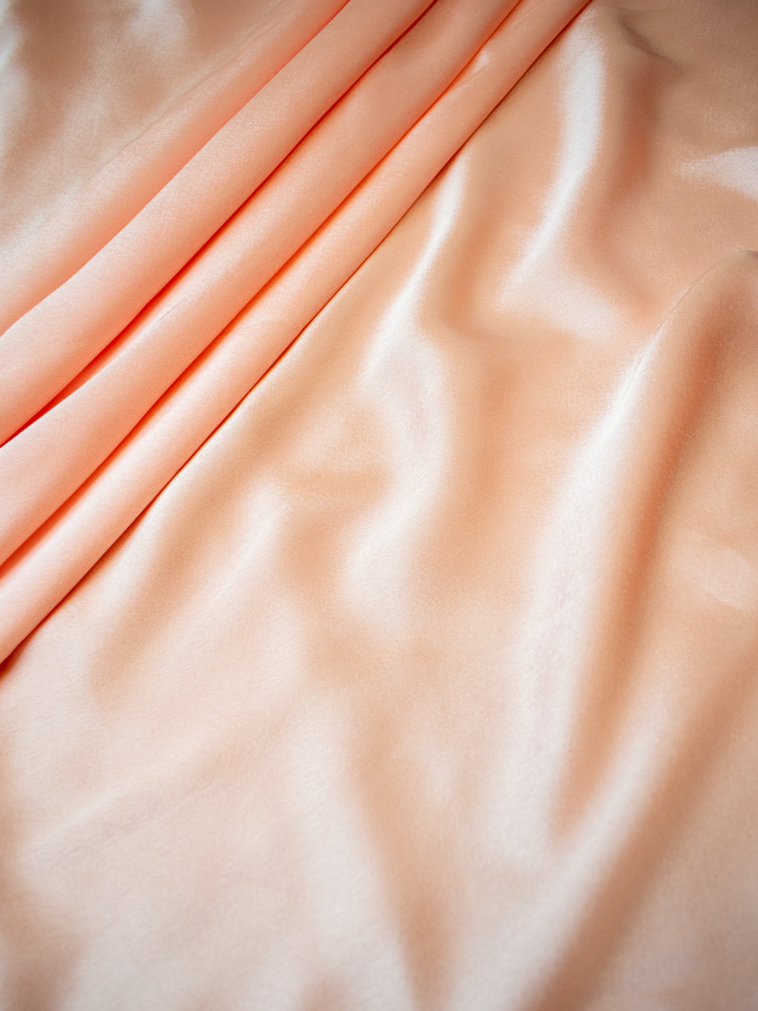 Plain Satin Silk Saree- Peach