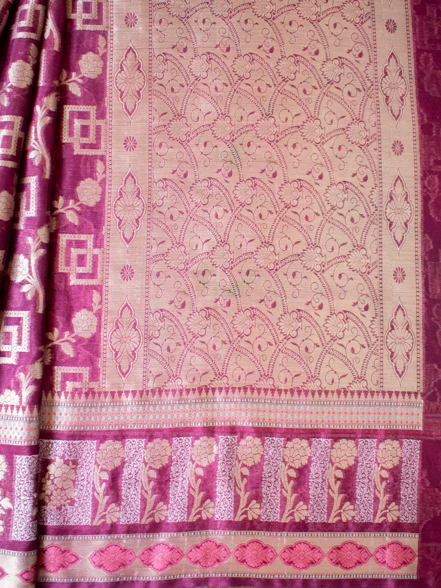 Banarasi Cotton Silk Saree With Zari Border - Wine