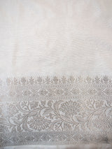 Banarasi Semi Silk Saree With Zari Border - White