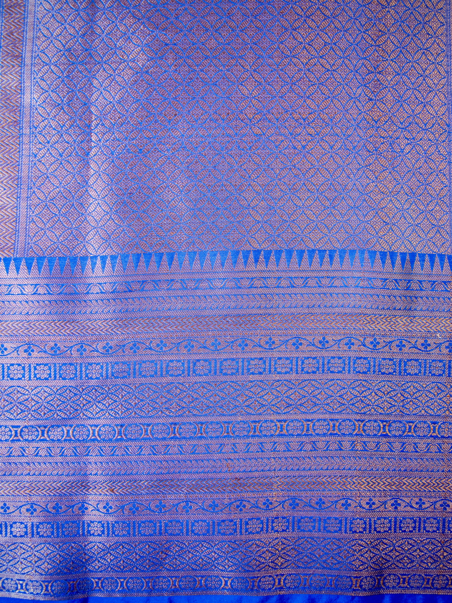 Banarasi Semi Silk Saree With Zari Weaving & Skirt Border-Blue