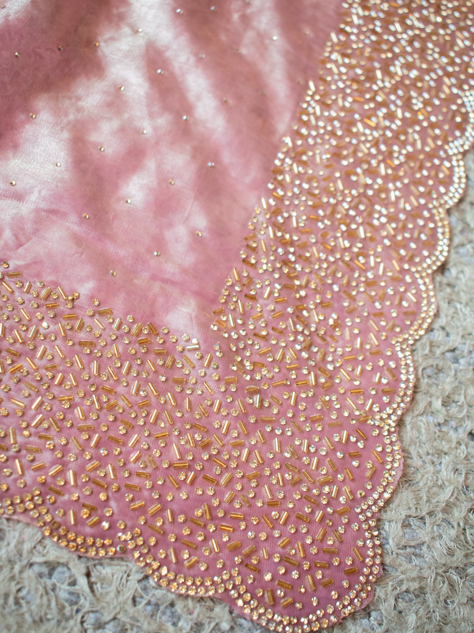 Tissue Sequin Saree - Pink