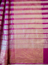 Banarasi Tissue Saree With Copper Zari Border-Purple