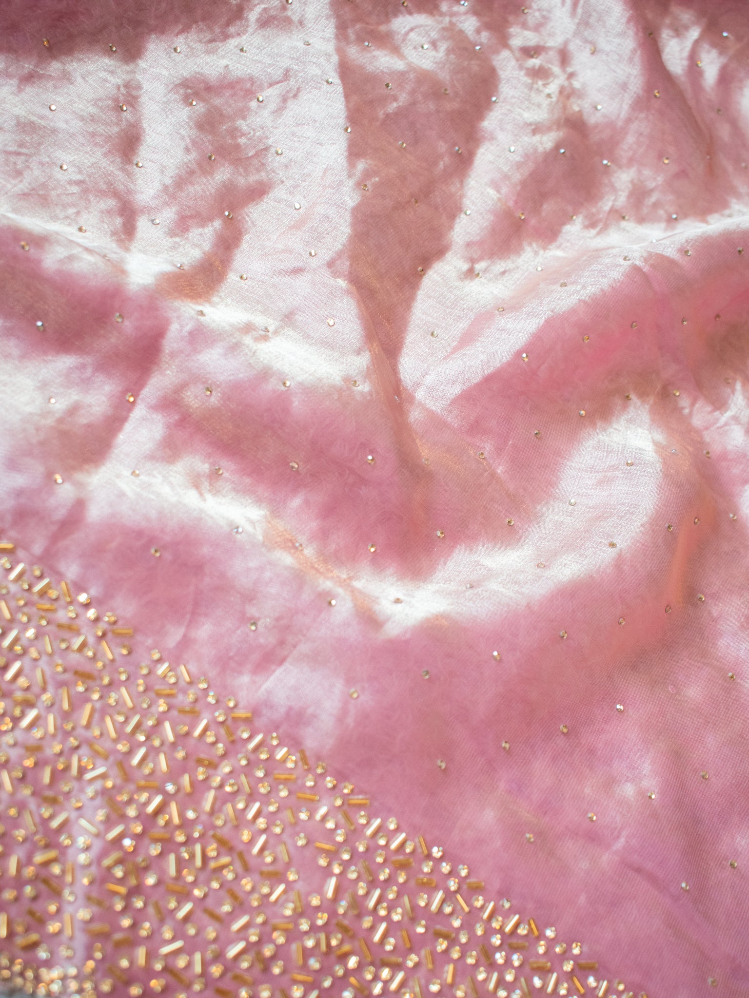 Tissue Sequin Saree - Pink