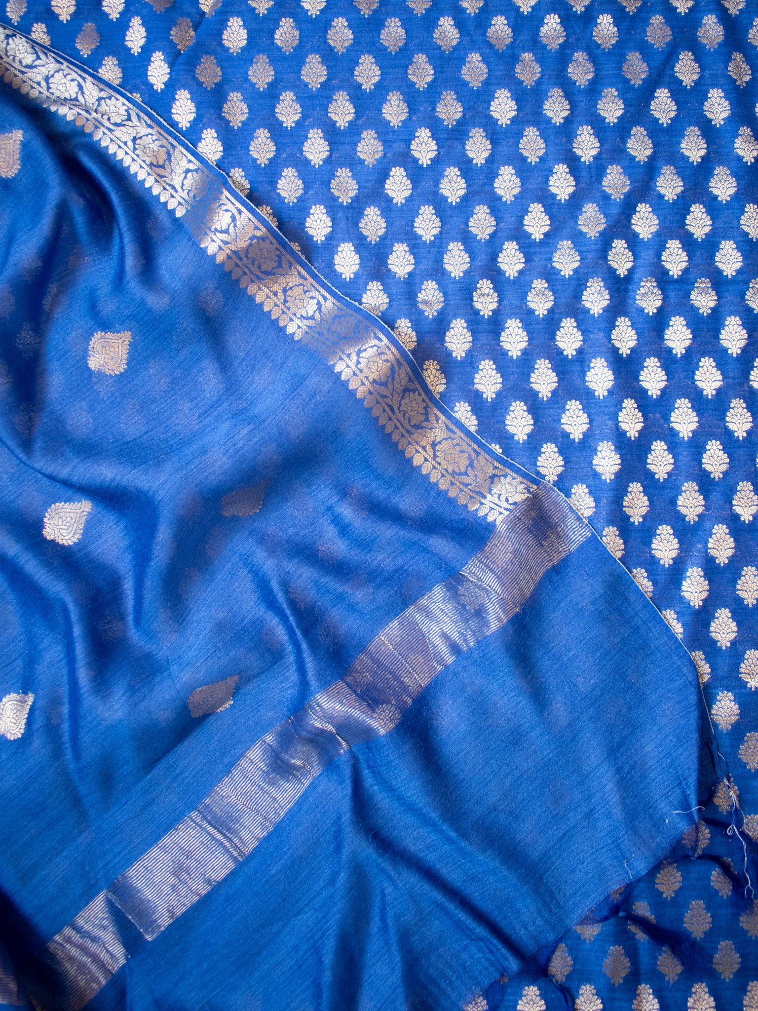 Banarasi Pure Muga Silk Salwar Kameez- Blue