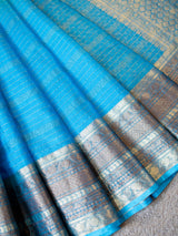 Banarasi Cotton Mix Saree With Zari Weaving -Blue