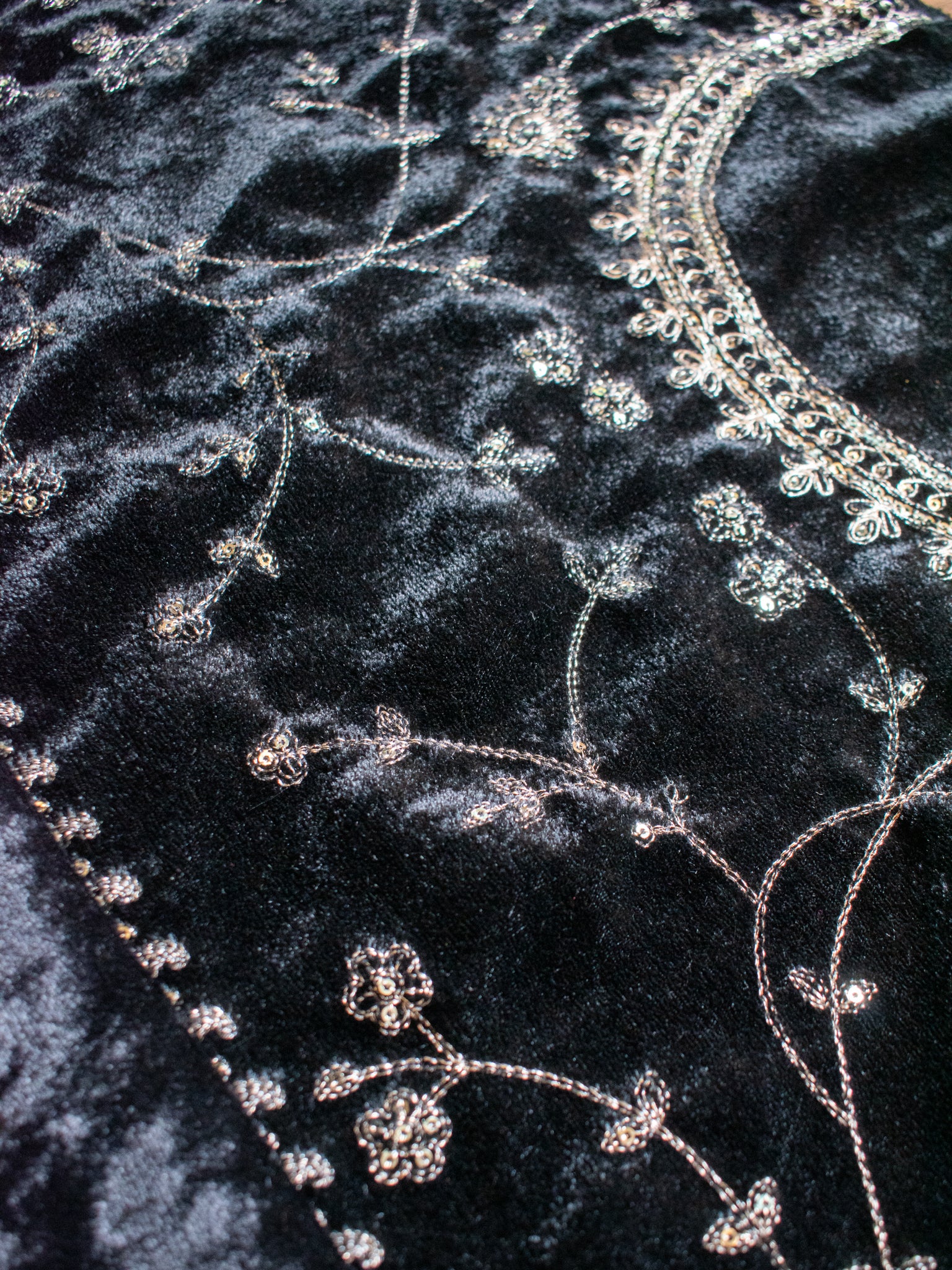 Tissue Embroidered Cocktail Saree With Lace Border- Blue