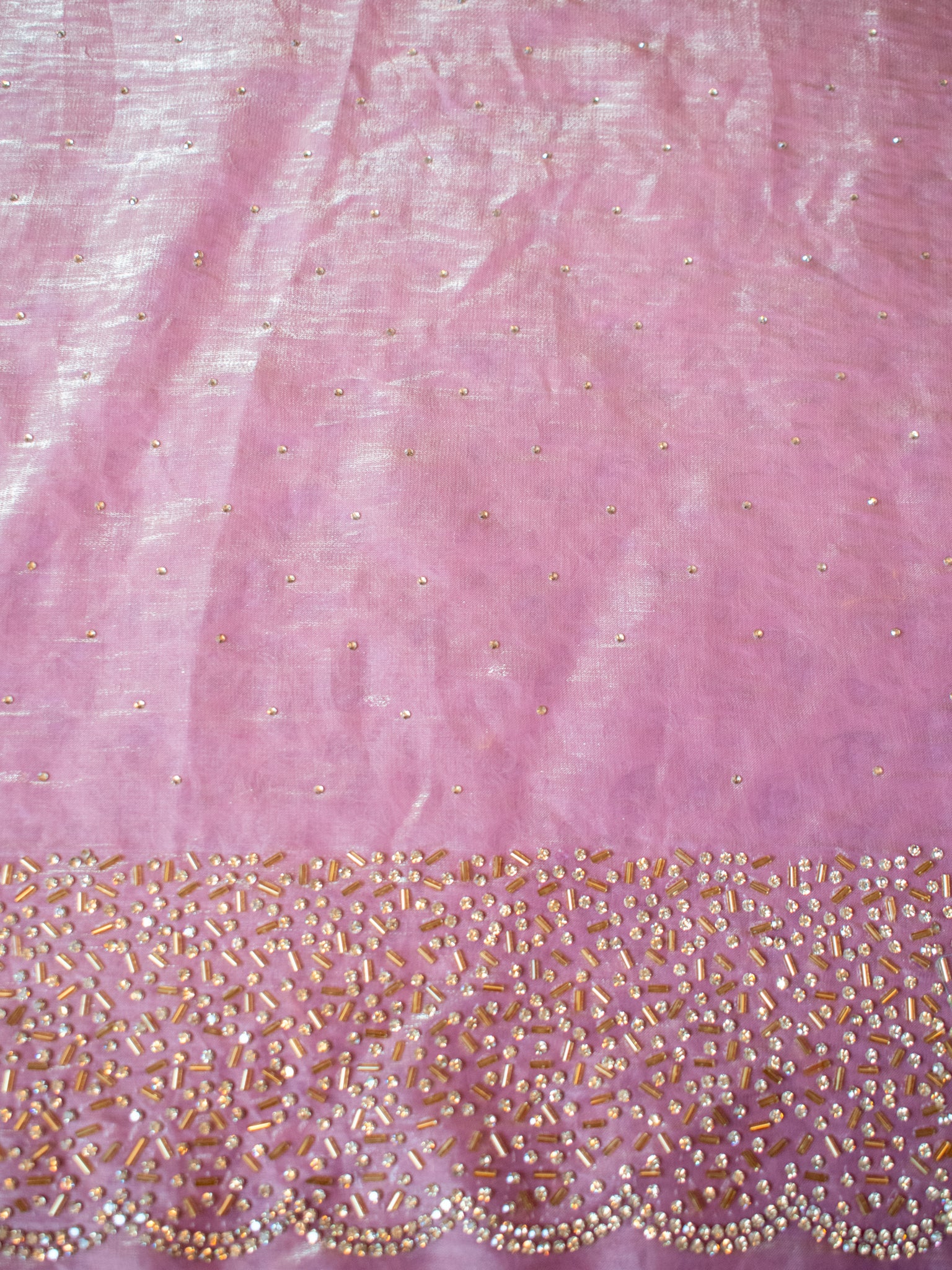 Tissue Sequin Saree - Pink