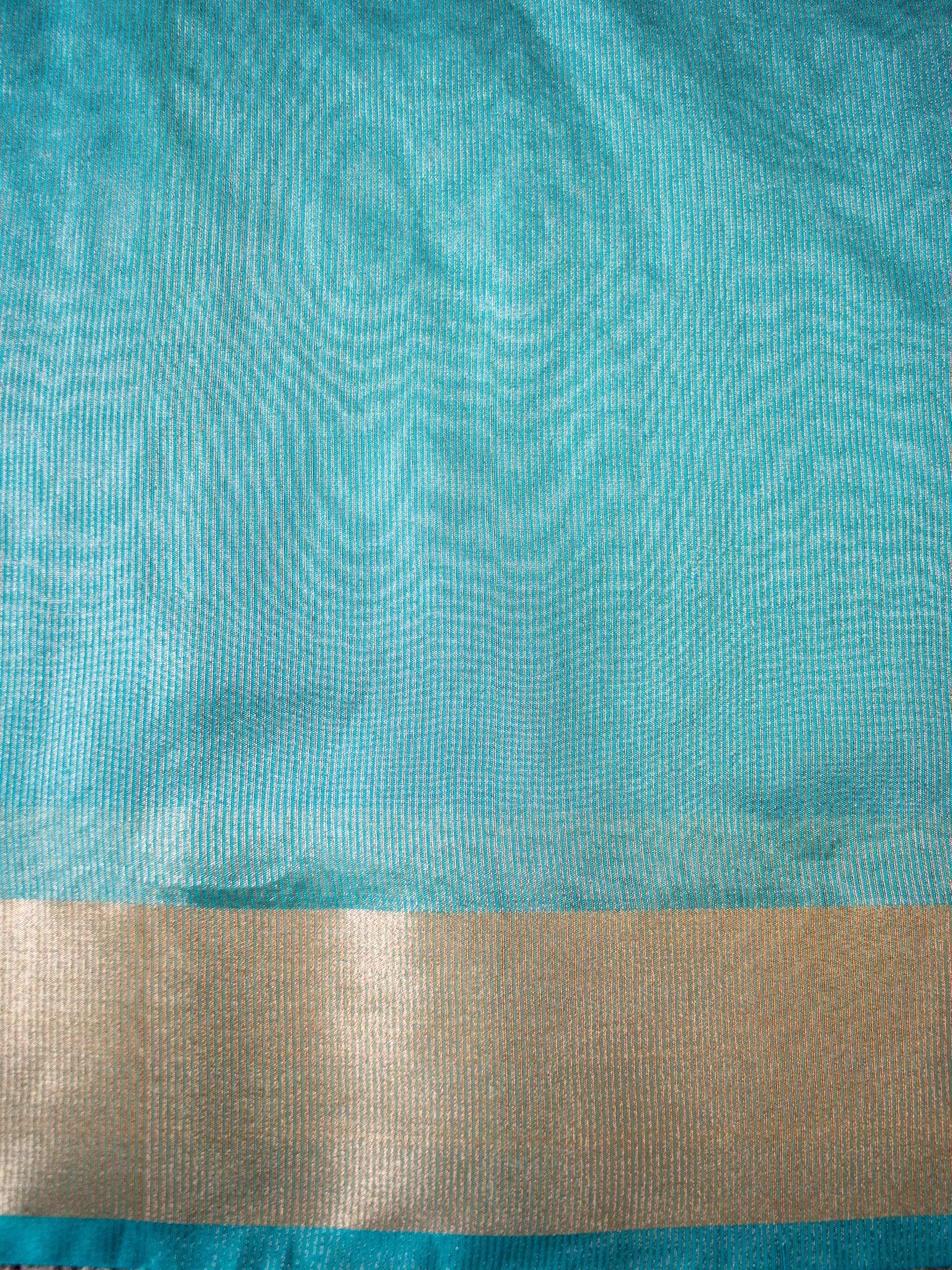 Banarasi Tissue Embroidered Saree With Weaving & Border- Aqua Blue
