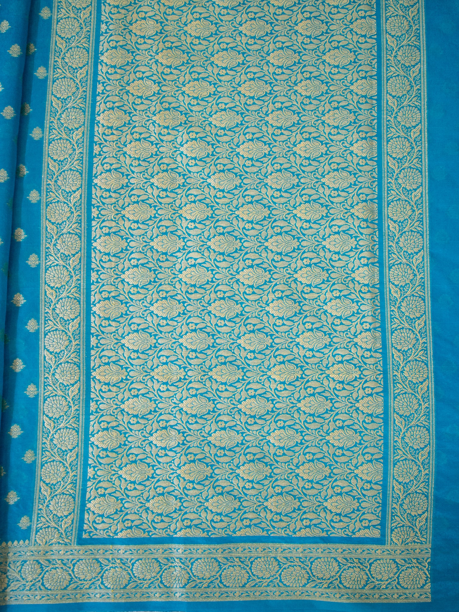 Banarasi Semi Georgette Saree With Resham Weaving- Sky Blue