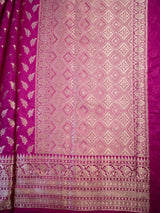 Banarasi Cotton Silk Saree With Gold Zari Weaving & Border-Pink