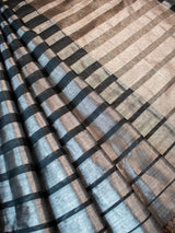 Banarasi Tissue Saree With Copper Zari Border-Black