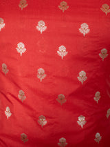 Banarasi Silk Salwar Kameez Fabric With Silver Zari Weaving With Dupatta-Red