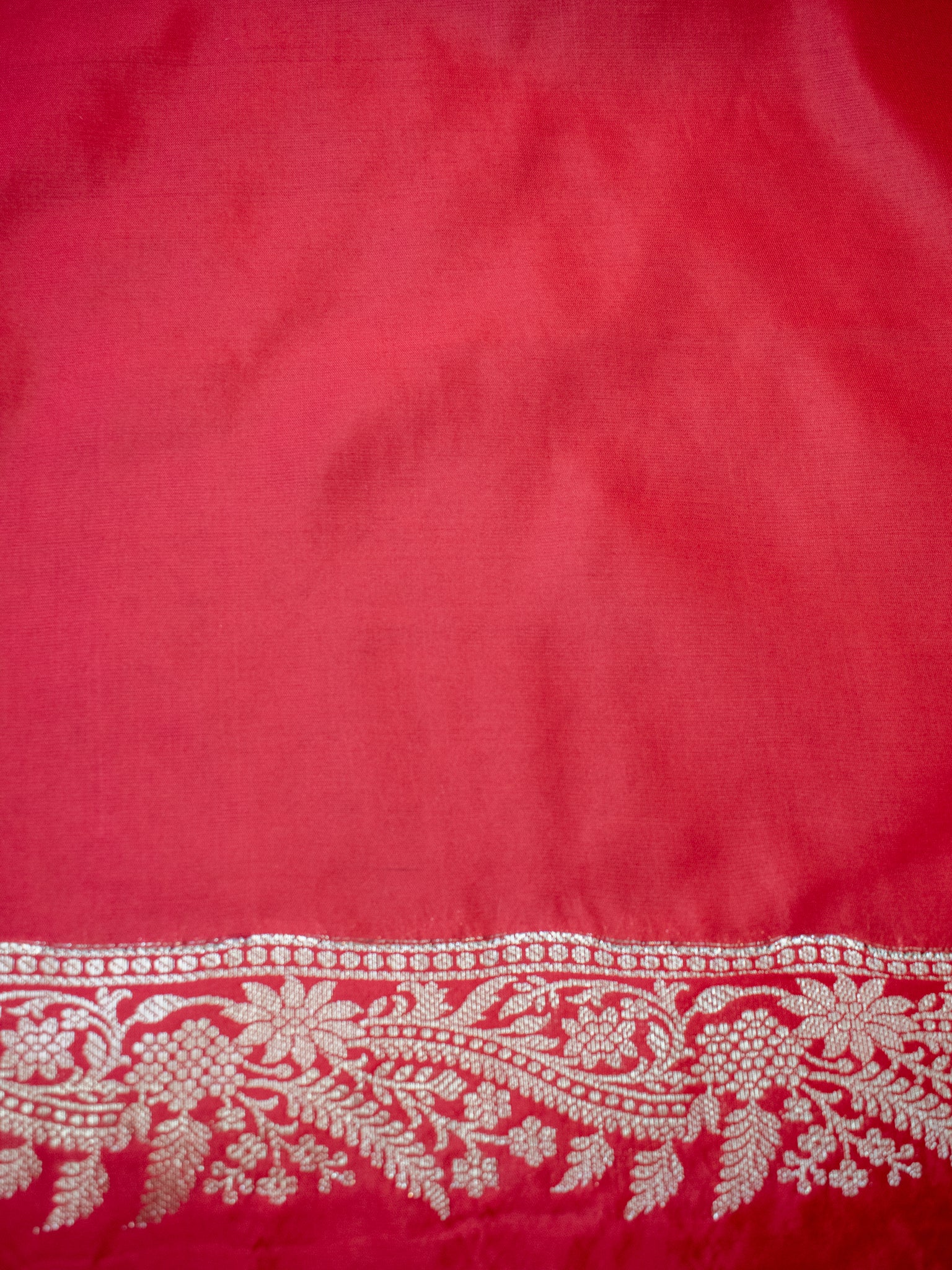 Banarasi Semi Katan Silk Saree With Border- Red