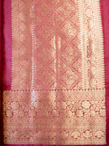 Banarasi Shibori Dyed Cotton Silk Saree With Zari Border-Red