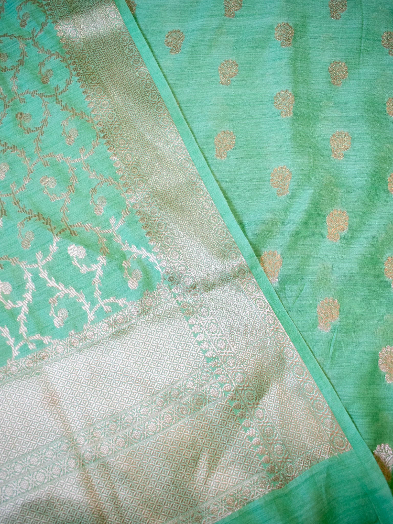 Banarasi Pure Muga Silk Salwar Kameez- Green