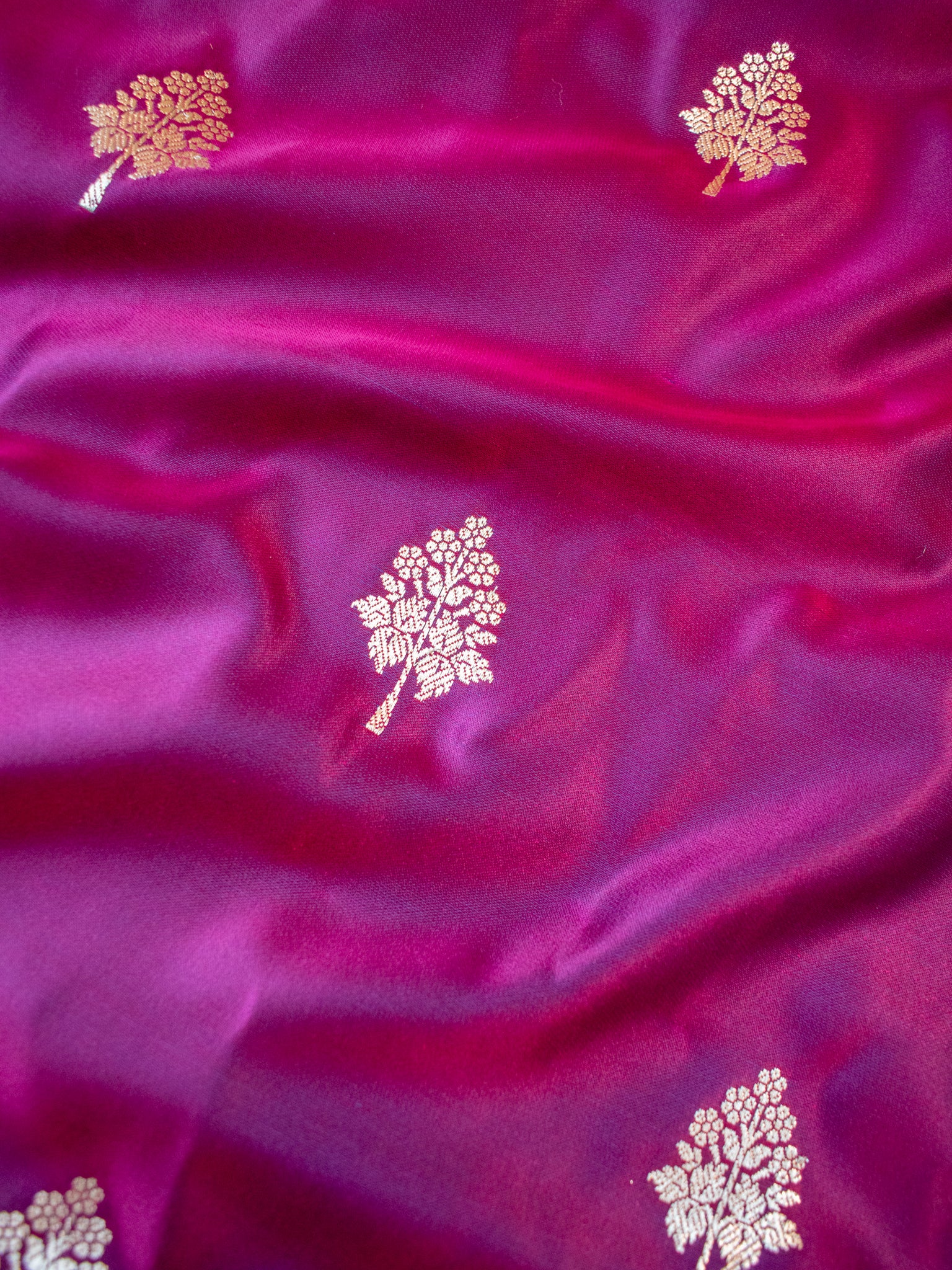 Banarasi Mashru Silk Saree With Buti & Border- Wine
