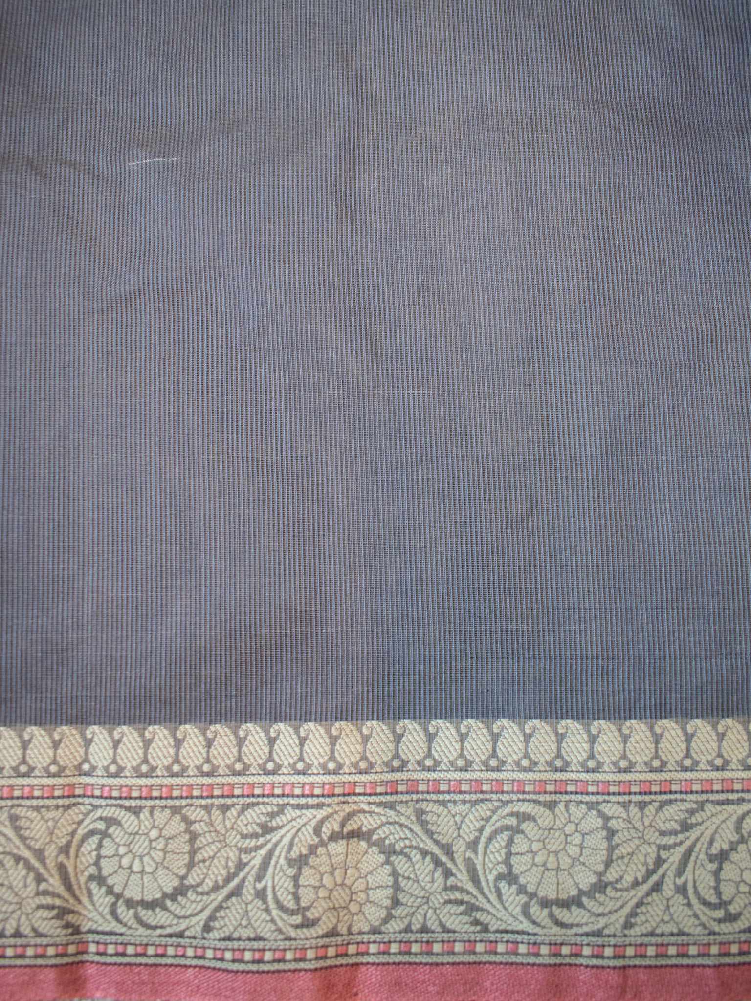 Banarasi Cotton Saree With Resham Buti Weaving & Border- Grey
