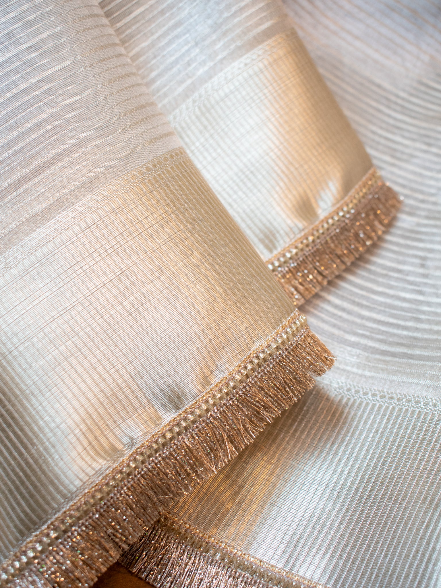 Banarasi Tissue Saree with Lace Border- Silver