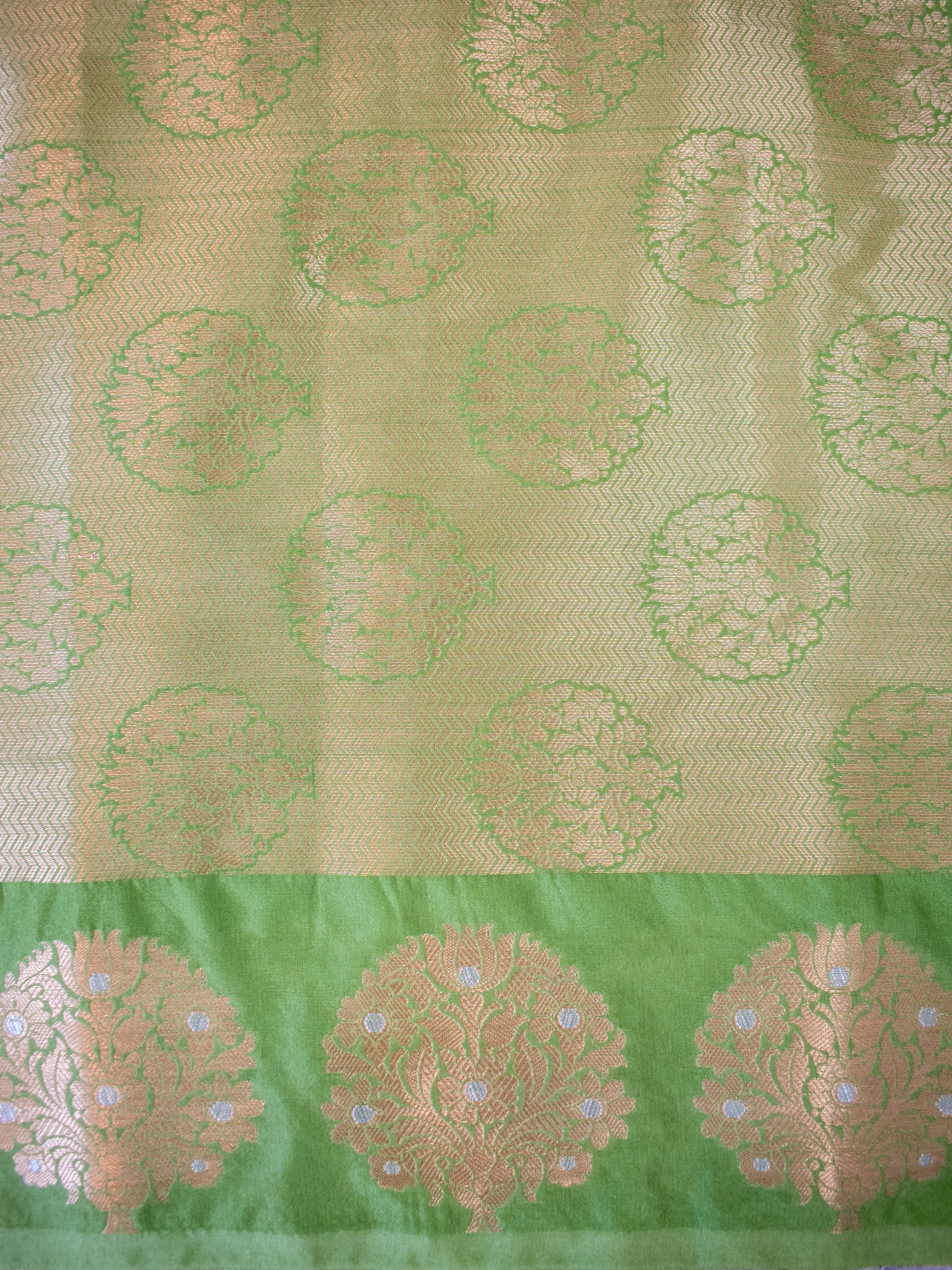 Banarasi Soft Cotton Saree With Zari Weaving & Border- Green