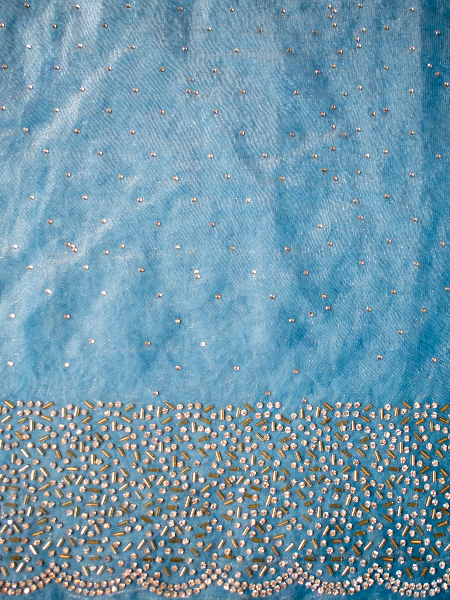 Tissue Sequin Saree - Blue