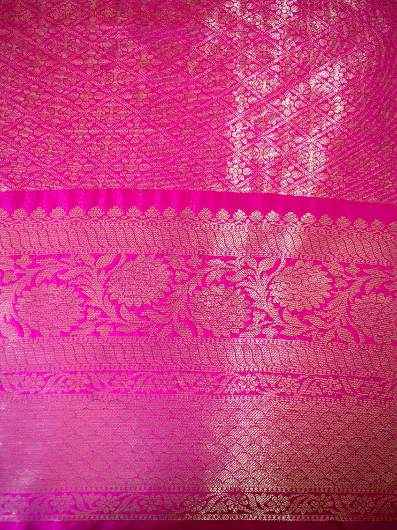 Banarasi Kora Muslin Saree With Zari Weaving &  Border- Pink