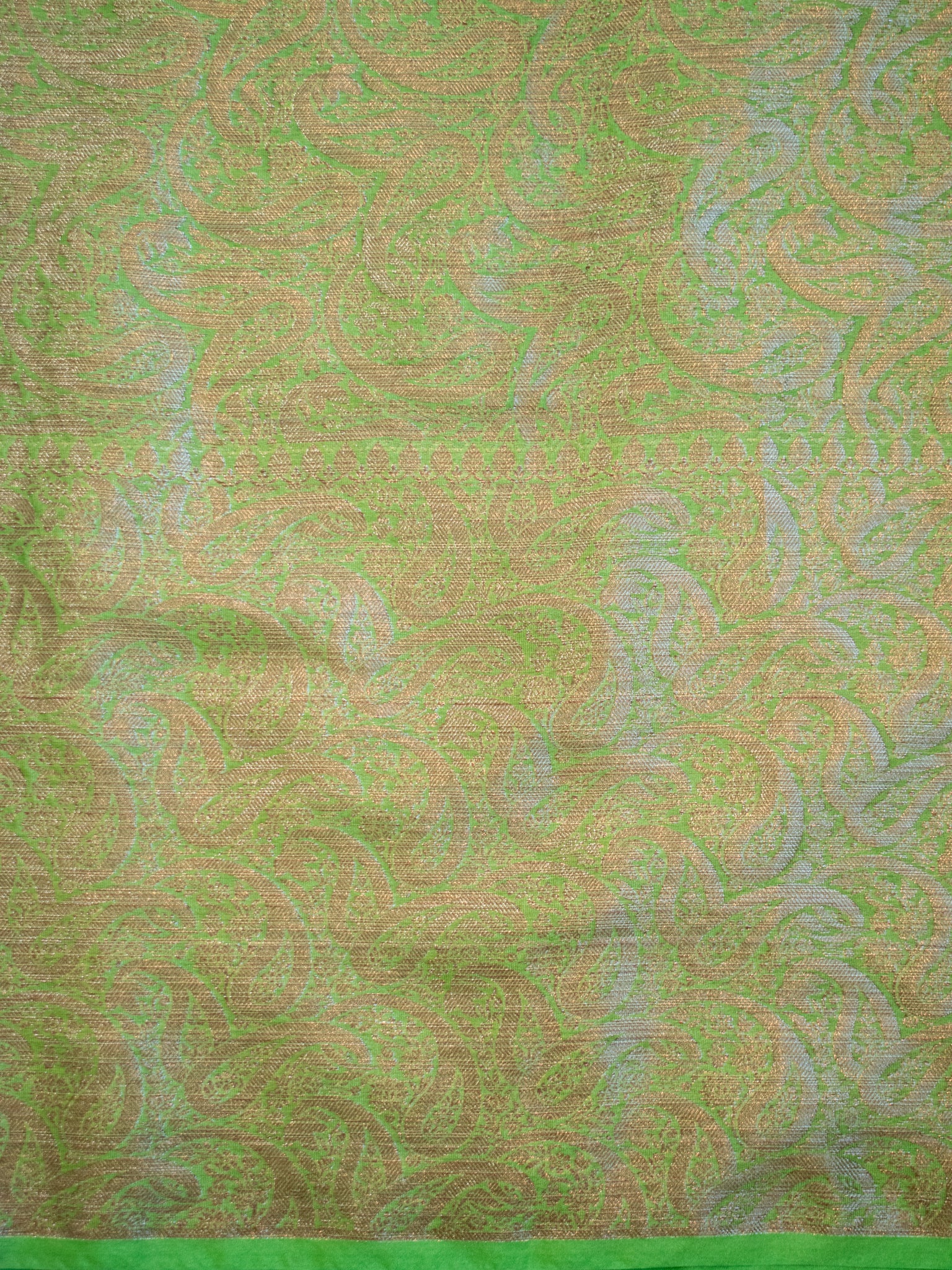 Banarasi Cotton Silk Saree With Plain Skirt Border- Green