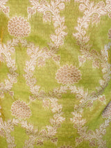 Banarasi Cotton Silk Salwar Kameez Fabric Resham Weaving & Jaal Dupatta-Green
