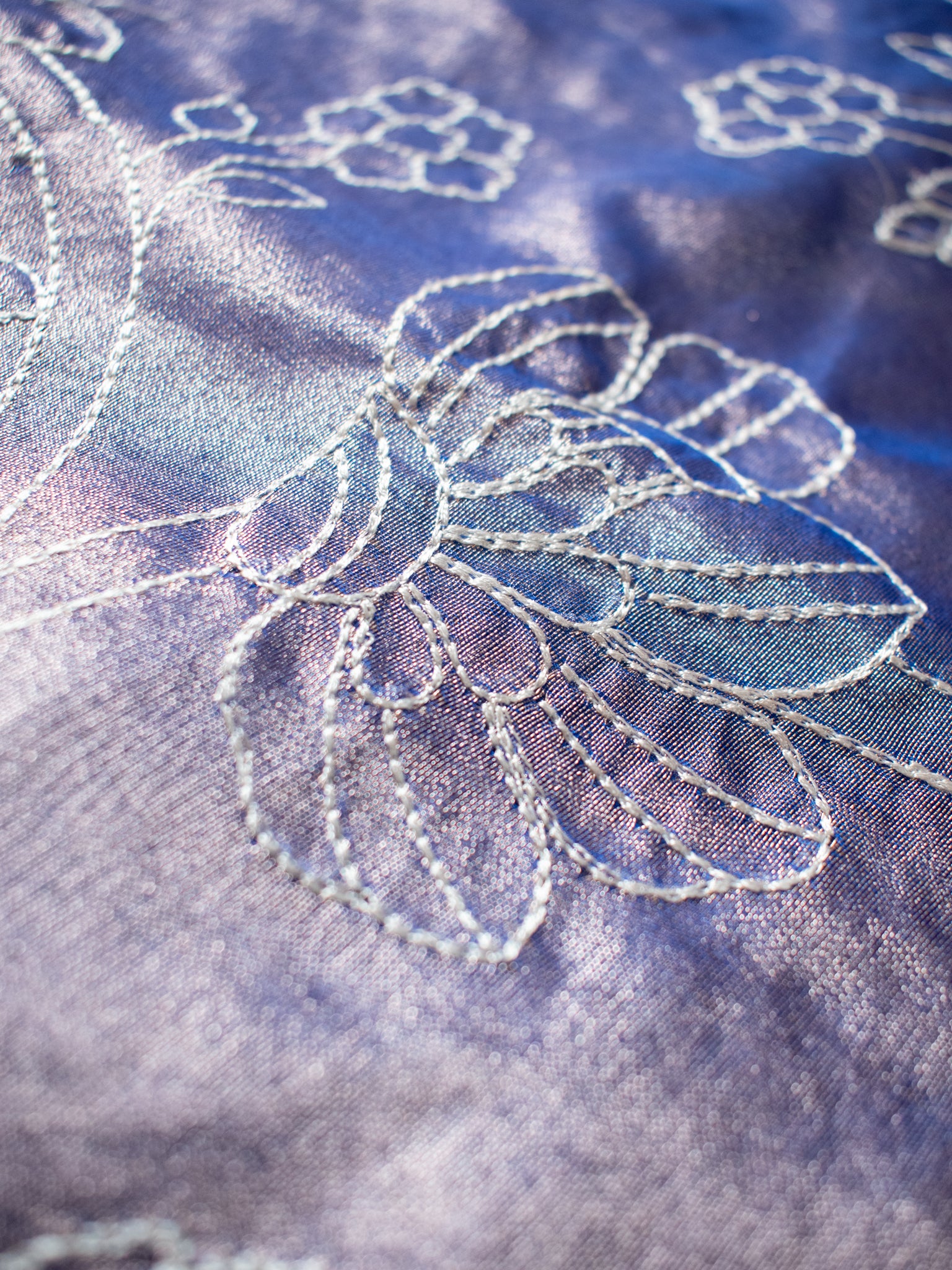 Banarasi Tissue Embroidered Saree With Weaving & Border- Blue