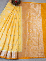 Banarasi Semi Silk Saree With Zari Border - Yellow