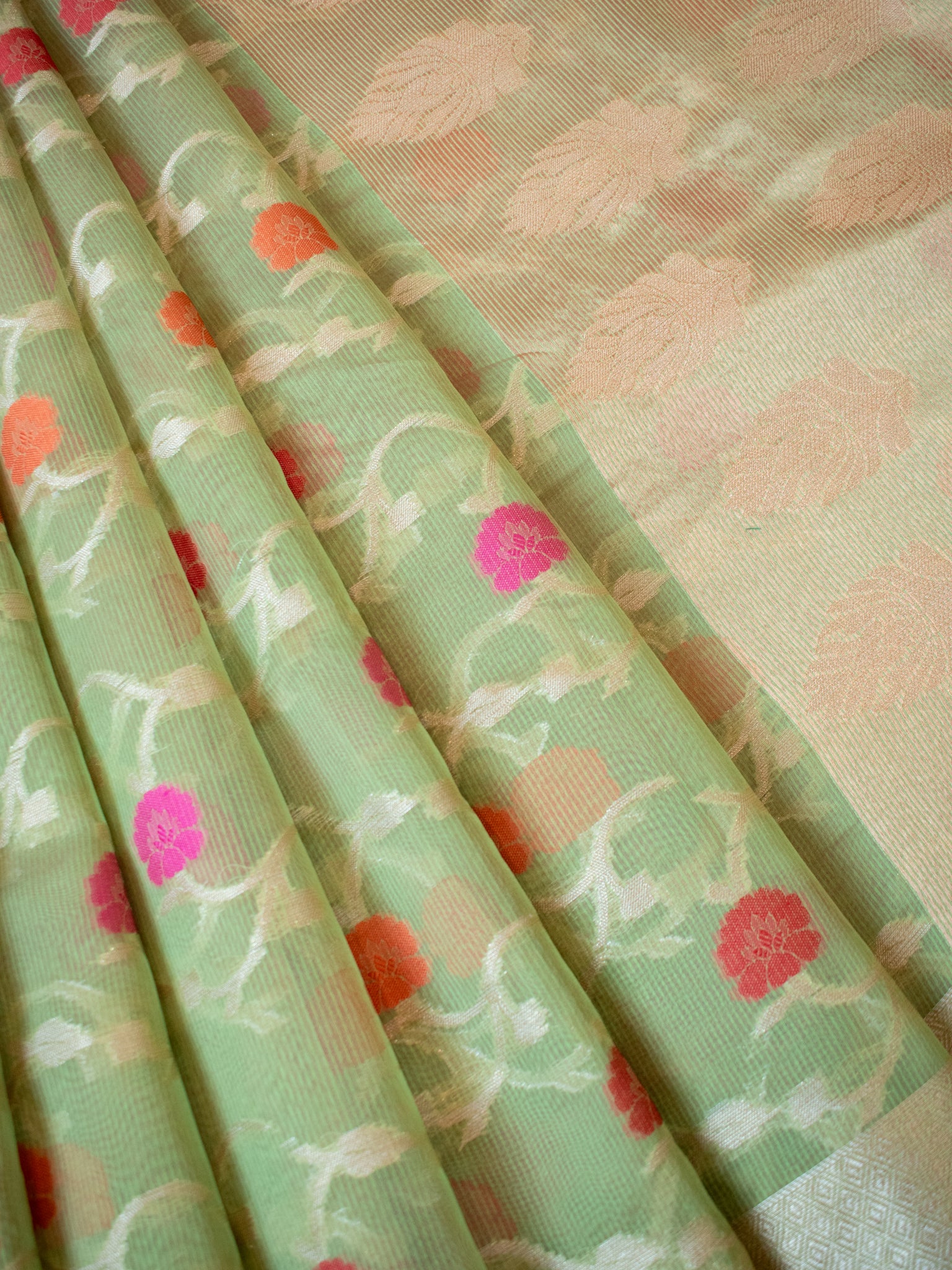 Banarasi Cotton Silk Saree With Zari & border- Green