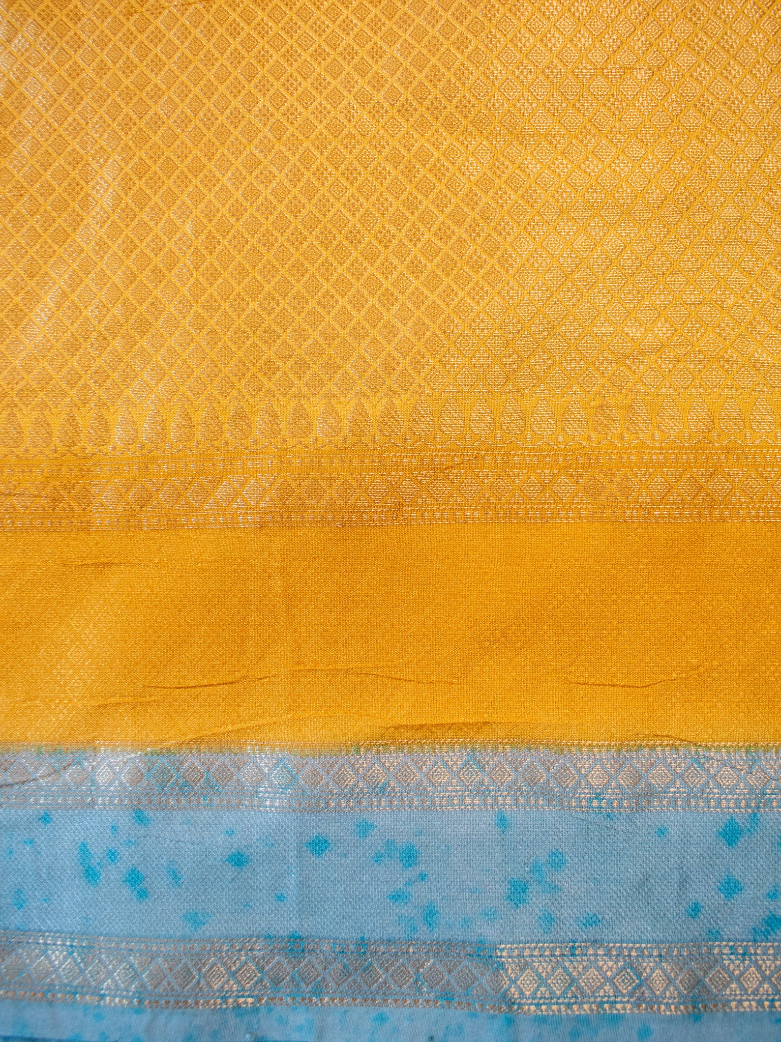 Banarasi Cotton Silk Saree With Silver Zari & Border-Blue