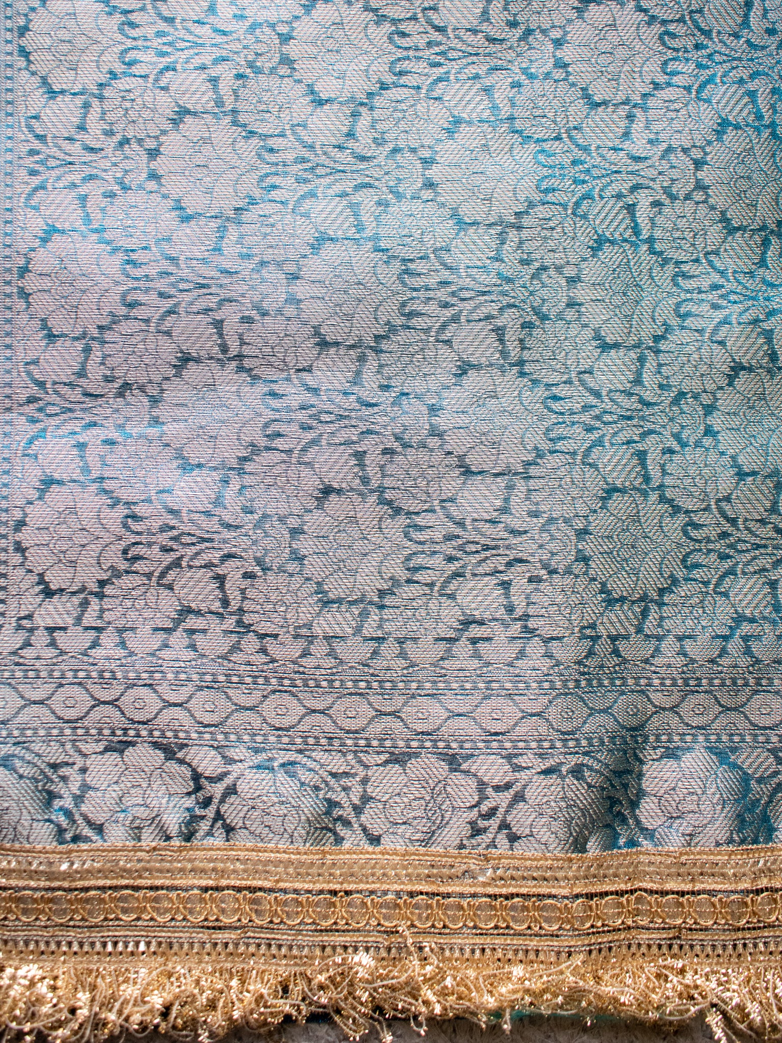 Banarasi Tissue Saree With Zari Weaving &Lace Border - Blue