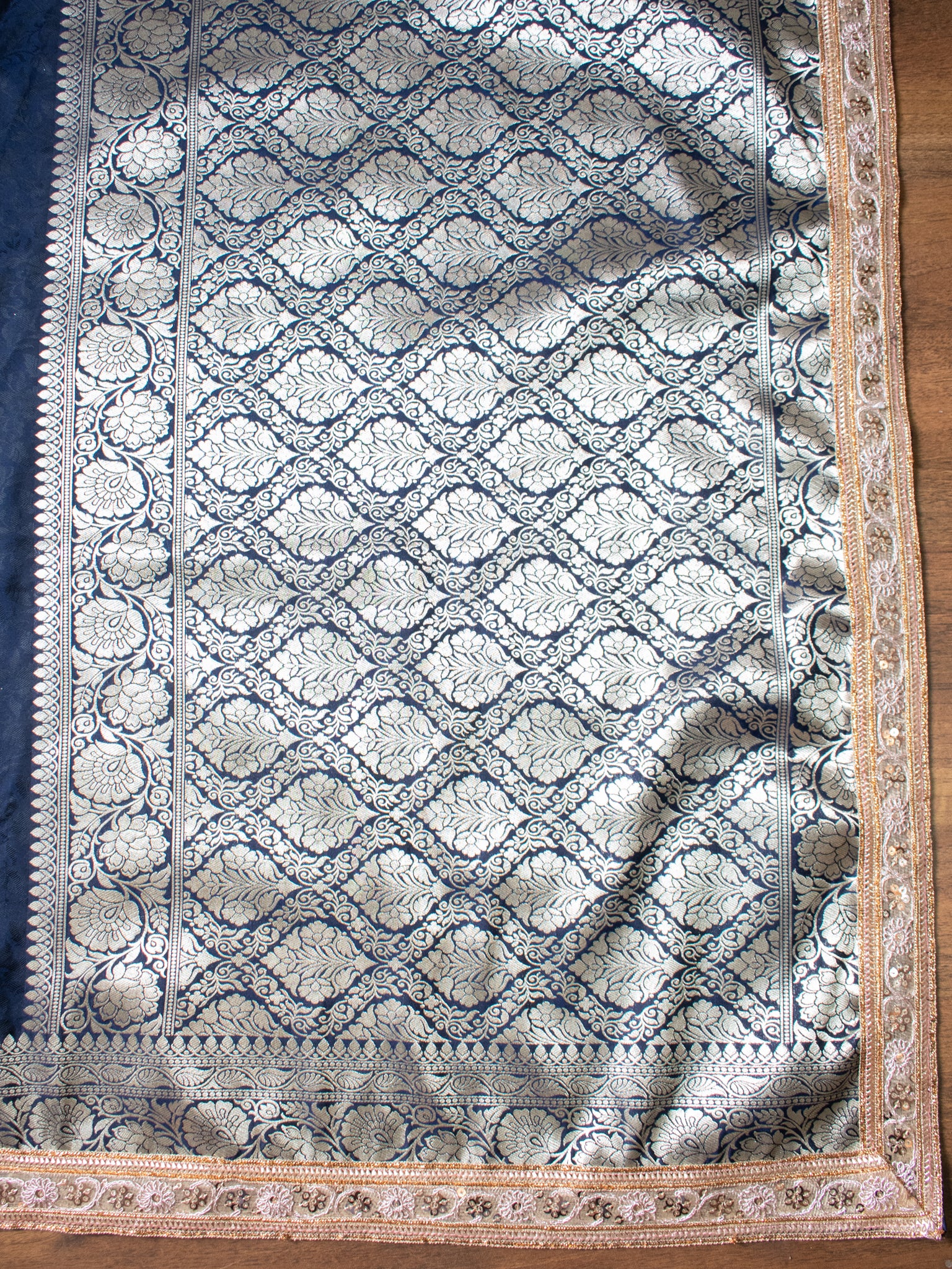 Banarasi Art Katan Silk Saree With Zari Buta Weaving & Tanchoi Weaving & Lace Border- Blue